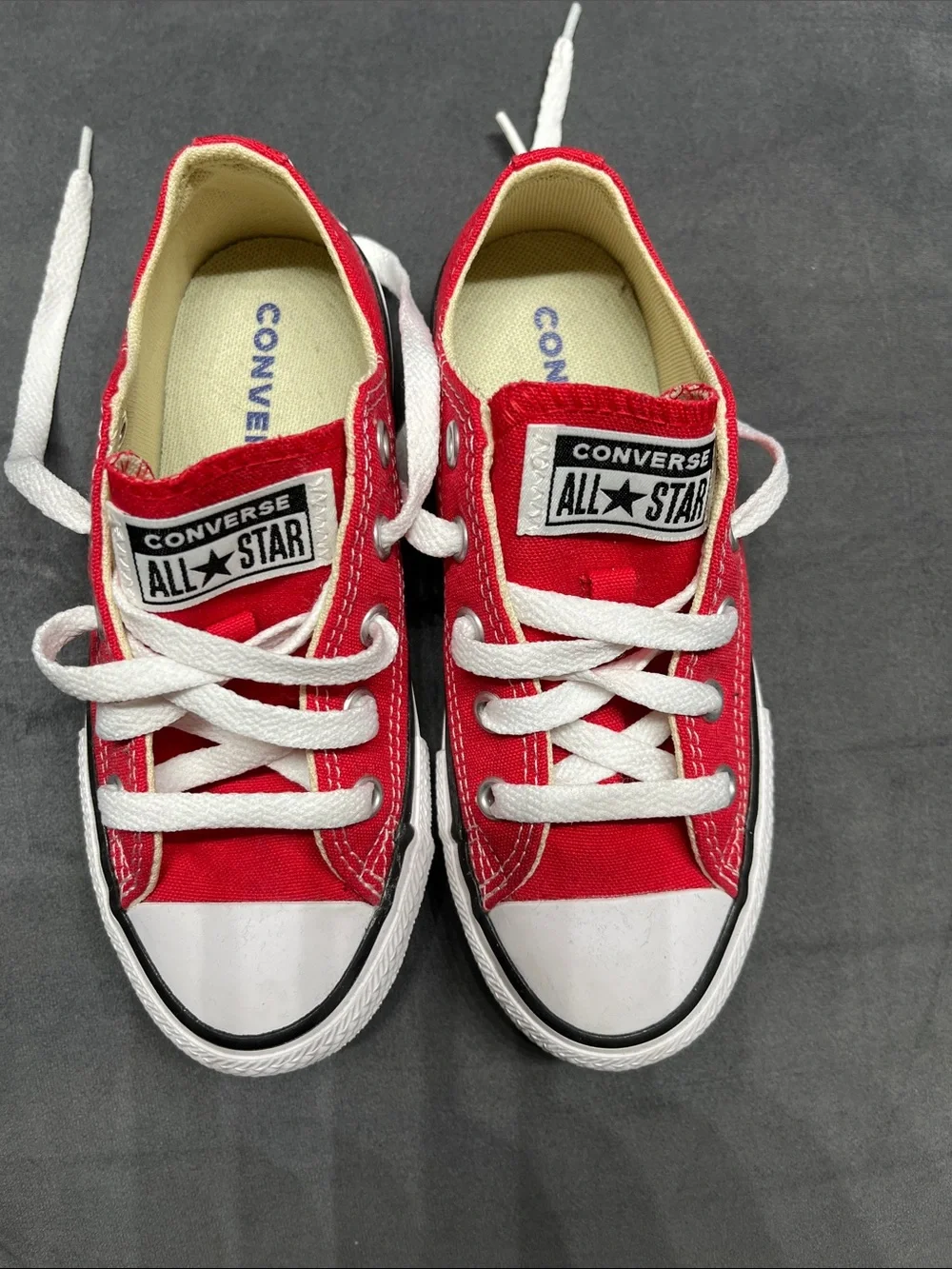 Converse Kids Red Canvas Low-Top Sneakers with White Accents